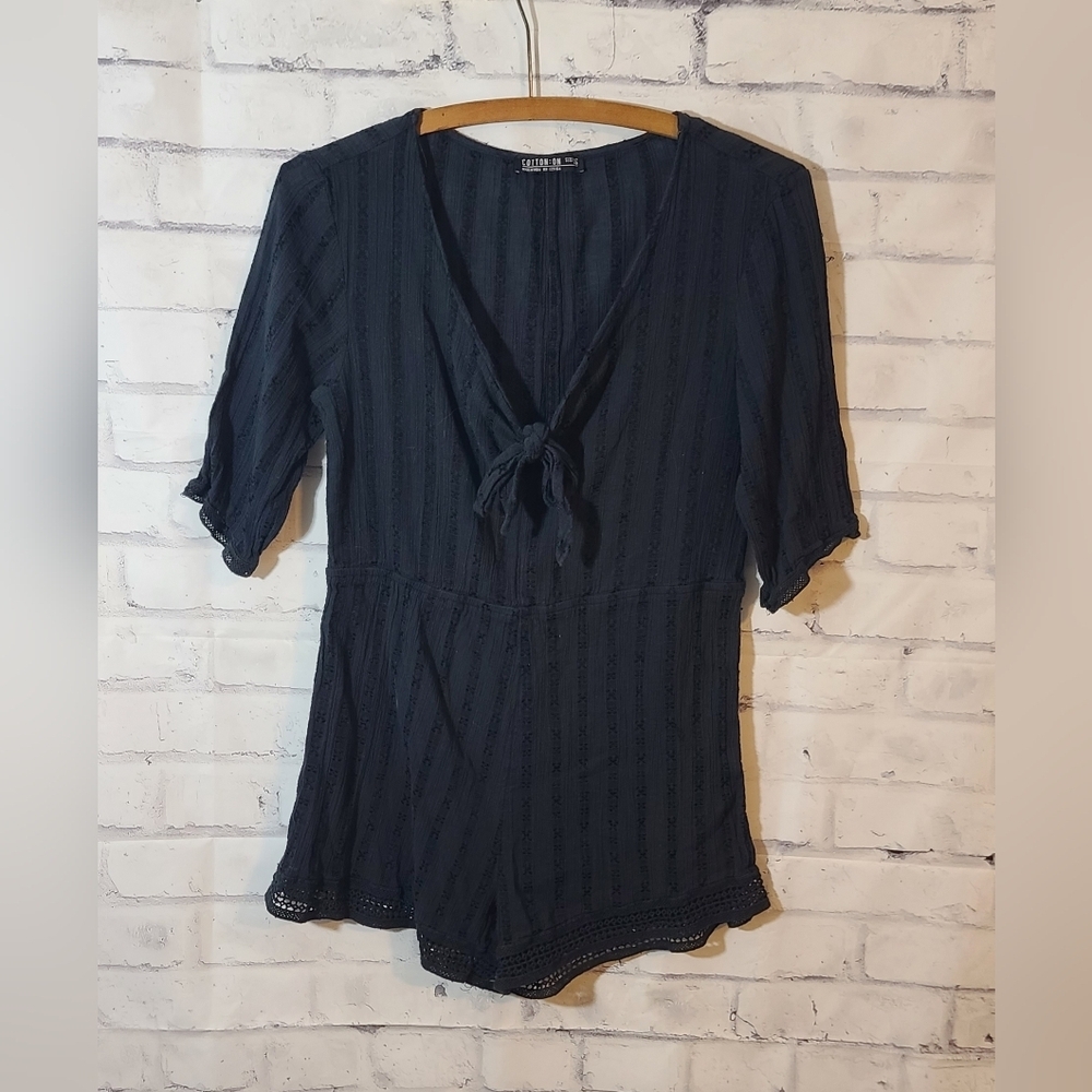 Cotton On Black Eyelet Romper XS